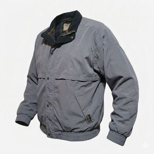 Vintage Tourney Gor-Tex Men’s LARGE Light Gray Front Zip Snap Waterproof Jacket